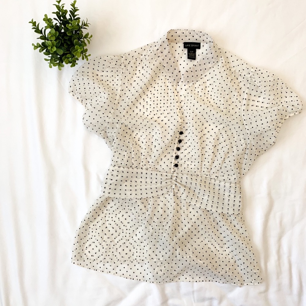 Lane Bryant Polka Dotted Chiffon Blouse